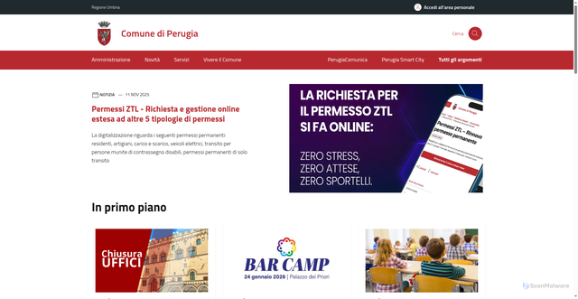 Security scan screenshot of https://www.comune.perugia.it/