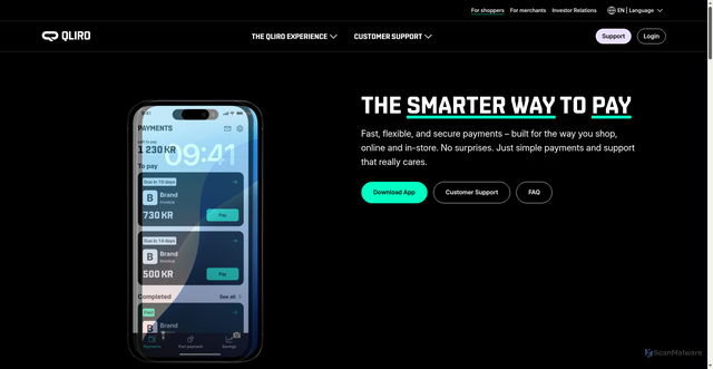 Security scan screenshot of https://www.qliro.com/