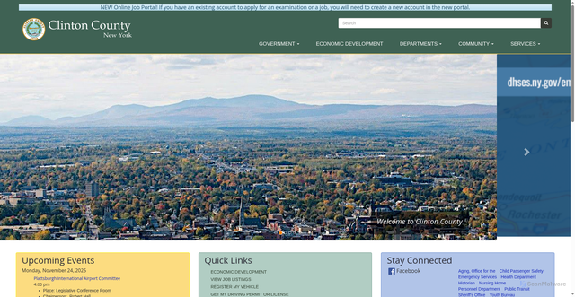 Security scan screenshot of https://clintoncountyny.gov/