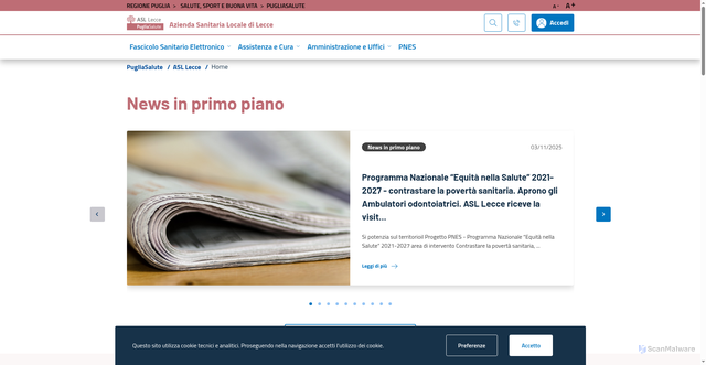Security scan screenshot of https://www.asl.lecce.it/
