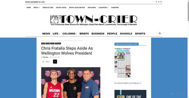 Security scan screenshot of https://gotowncrier.com/2025/12/chris-fratalia-steps-aside-as-wellington-wolves-president/