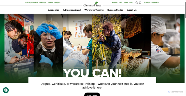Security scan screenshot of https://www.cincinnatistate.edu/