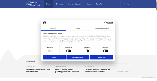 Security scan screenshot of https://www.trentinomobilita.it/
