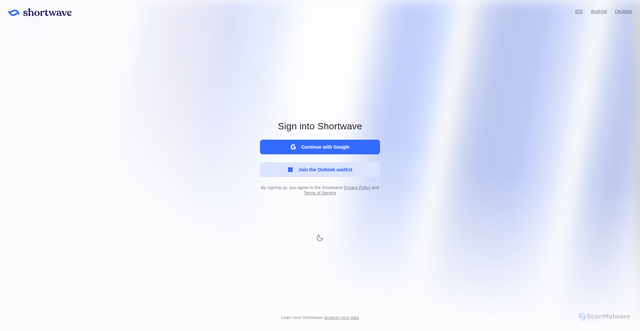 Security scan screenshot of https://app.shortwave.com