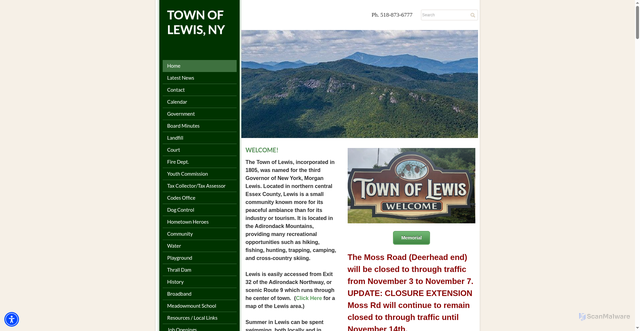 Security scan screenshot of https://www.townoflewisecny.gov/