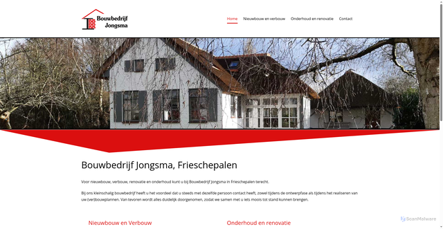 Security scan screenshot of https://bouwbedrijfjongsma.nl