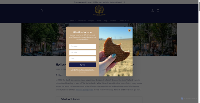 Security scan screenshot of https://www.dutchwafflecompany.com/blogs/blog/holland-vs-netherlands