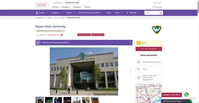 Security scan screenshot of https://smapse.com/wayne-state-university-wayne-university/