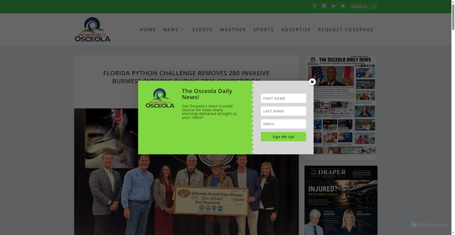 Security scan screenshot of https://www.positivelyosceola.com/florida-python-challenge-removes-280-invasive-burmese-pythons-during-2026-competition/