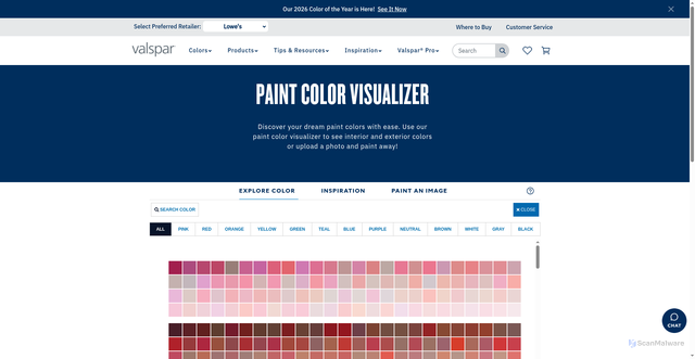 Security scan screenshot of https://www.valspar.com/en/colors/color-visualizer