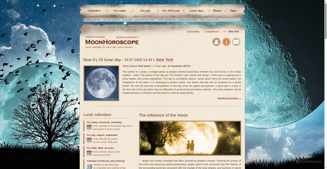 Security scan screenshot of https://moonhoroscope.com/