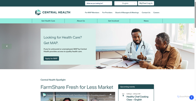 Security scan screenshot of https://www.centralhealth.net/