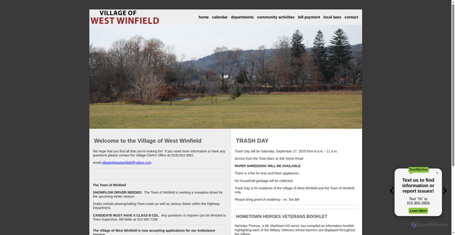 Security scan screenshot of https://westwinfieldny.gov/