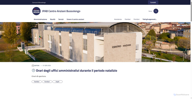 Security scan screenshot of https://ipabcentroanziani.it/
