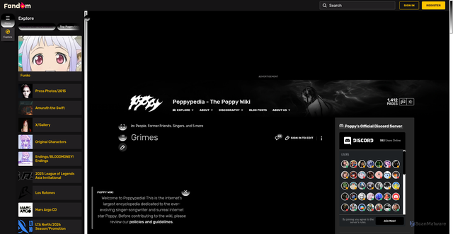Security scan screenshot of https://poppy.fandom.com/wiki/Grimes