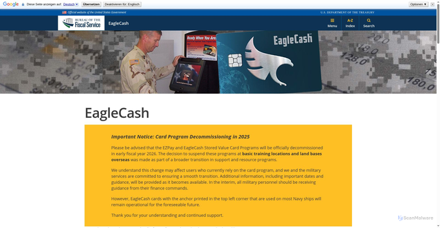 Security scan screenshot of https://fiscal.treasury.gov/eaglecash/