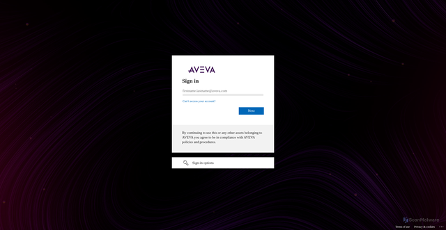 Security scan screenshot of https://aveva.operations.dynamics.com