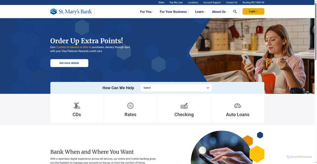 Security scan screenshot of http://stmarysbank.net/