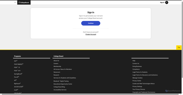 Security scan screenshot of https://mysat.collegeboard.org/