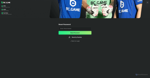 Security scan screenshot of http://bcgame67.com/forgot.html