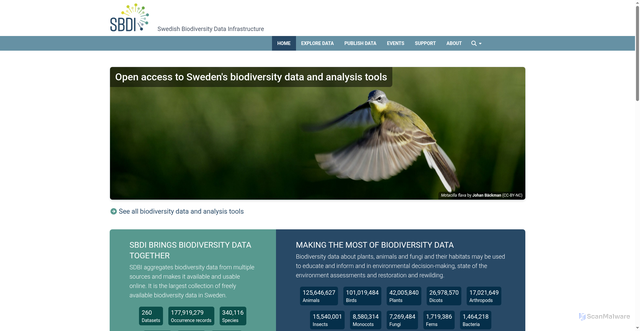 Security scan screenshot of https://biodiversitydata.se