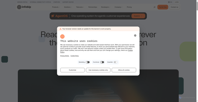 Security scan screenshot of https://infobip.com