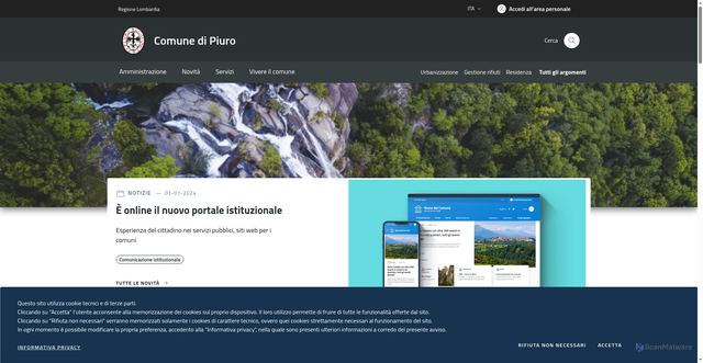 Security scan screenshot of https://www.comune.piuro.so.it/