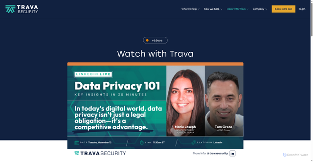 Security scan screenshot of https://travasecurity.com/learn-with-trava/videos/