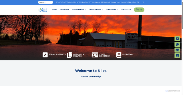 Security scan screenshot of https://townofnilesny.gov/
