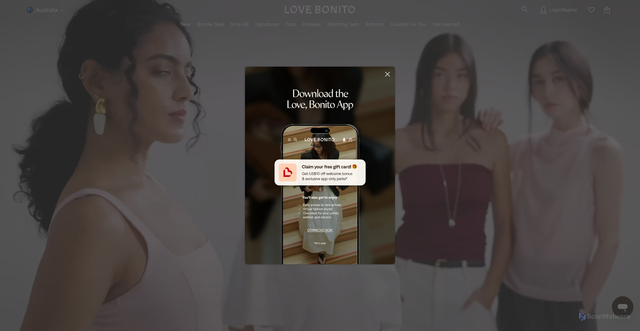 Security scan screenshot of https://www.lovebonito.com