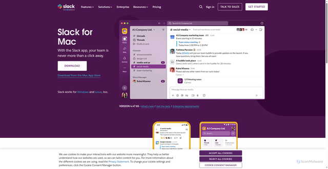 Security scan screenshot of https://slack.com/intl/en-in/downloads/mac