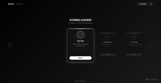 Security scan screenshot of https://x-code-randomverse-i13sti2cci.edgeone.app/downloader.html