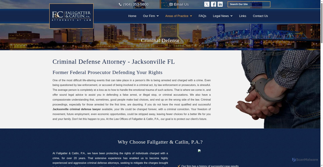 Security scan screenshot of https://fallgatterlaw.com/criminal-defense/