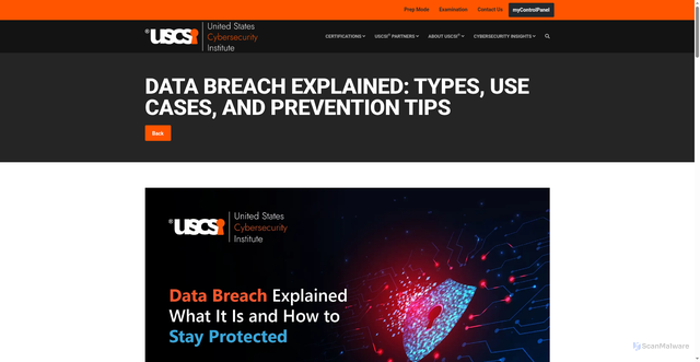 Security scan screenshot of https://www.uscsinstitute.org/cybersecurity-insights/blog/data-breach-explained-types-use-cases-and-prevention-tips