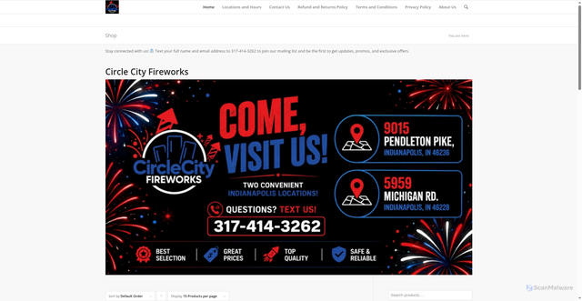 Security scan screenshot of https://circlecityfireworks.com/