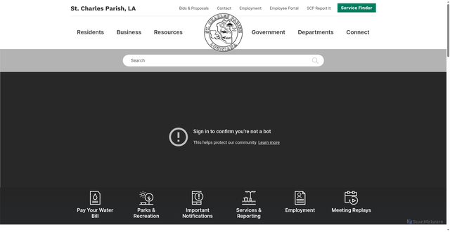 Security scan screenshot of https://www.stcharlesparish.gov/