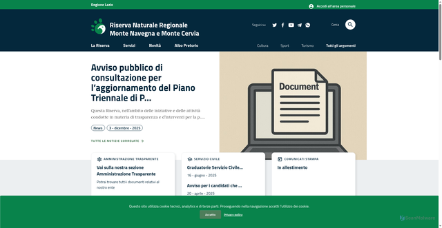 Security scan screenshot of https://www.navegnacervia.it/