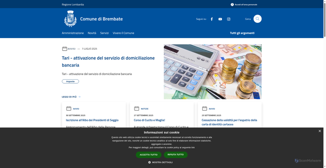 Security scan screenshot of https://www.comune.brembate.bg.it/it