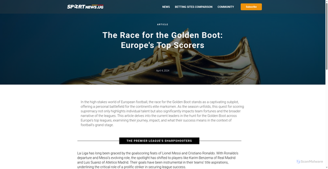 Security scan screenshot of http://sportnews.ug/the-race-for-the-golden-boot