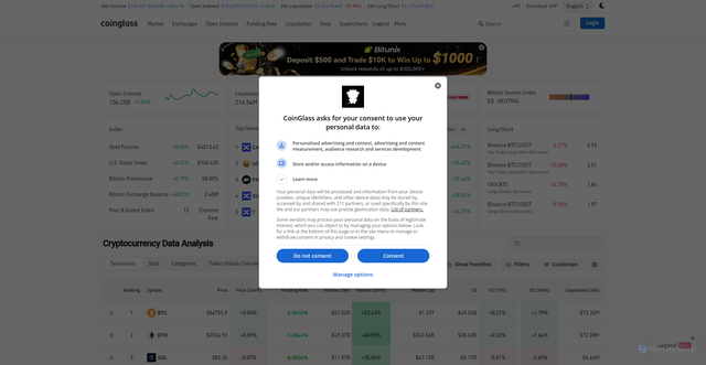 Security scan screenshot of https://www.coinglass.com