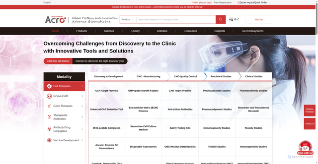 Security scan screenshot of https://www.acrobiosystems.com
