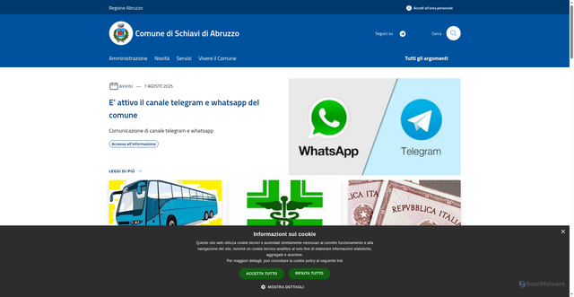 Security scan screenshot of https://www.comune.schiavidiabruzzo.ch.it/it