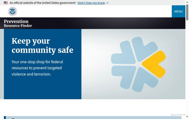 Security scan screenshot of https://preventionresourcefinder.gov/