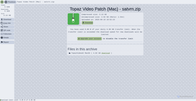 Security scan screenshot of https://pixeldrain.com/u/9GZ4syYF