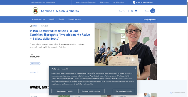 Security scan screenshot of https://www.comune.massalombarda.ra.it