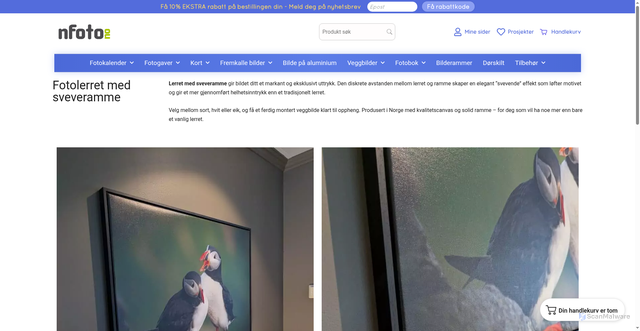 Security scan screenshot of https://nfoto.no/lerret-med-sveveramme/?utm_source=nfoto.no&utm_campaign=65d8d1fe92-EMAIL_CAMPAIGN_2026_03_01_08_43&utm_medium=email&utm_term=0_-65d8d1fe92-4832893&mc_cid=65d8d1fe92&mc_eid=UNIQID