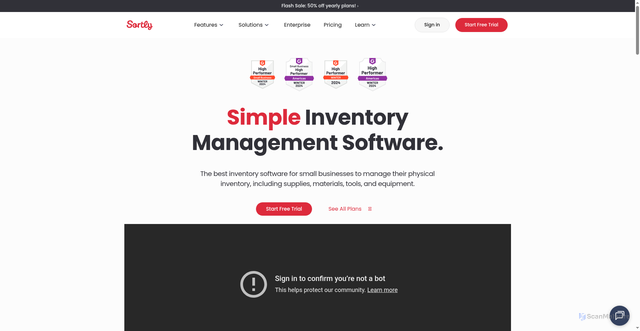 Security scan screenshot of https://api.sortly.co