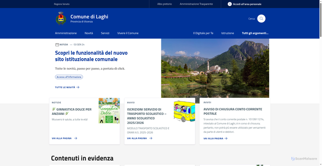 Security scan screenshot of https://www.comune.laghi.vi.it/