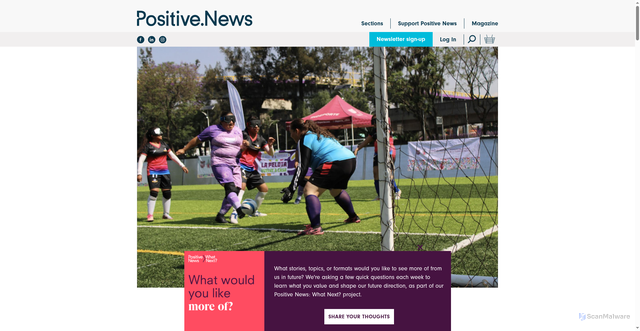 Security scan screenshot of https://www.positive.news/world/the-blind-football-team-opening-up-the-world-for-women-in-mexico/