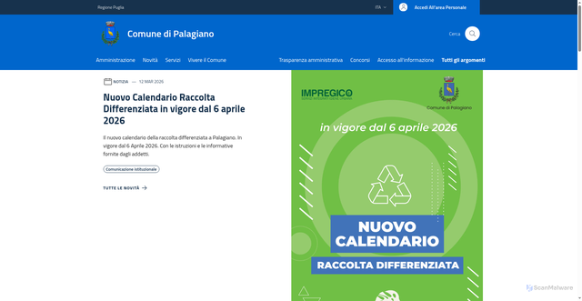 Security scan screenshot of https://www.comune.palagiano.ta.it